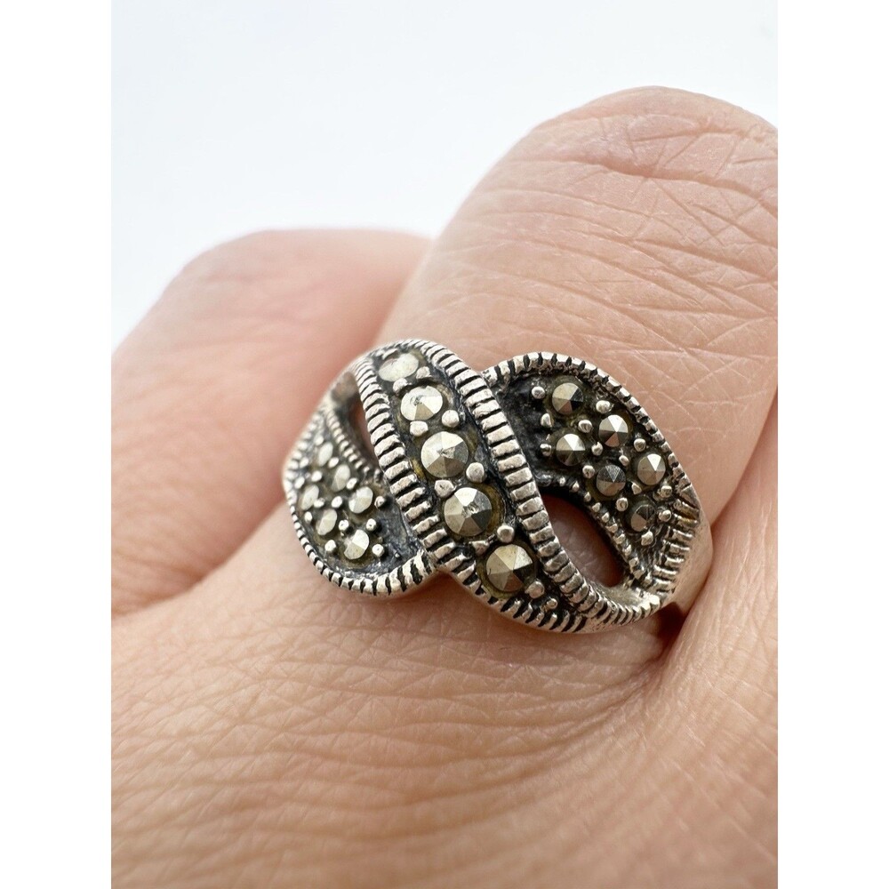 Vintage 925 Sterling Silver Marcasite Ring Size 5.25